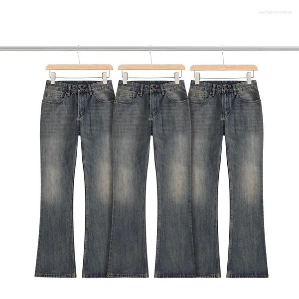 Jeans pour hommes style bambou côtelé hommes femmes qualité lavé surdimensionné denim pantalon hip hop