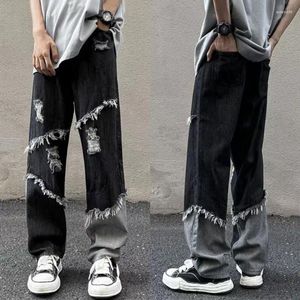 Style de jean masculin des hommes américains Ins Tendance skinny haute taille pantalon décontracté à l'aspect maigre en tout droit lâche