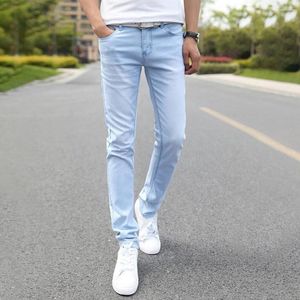 Jeans pour hommes crayon élégant taille moyenne habillant la longueur de la cheville pantalon en jean coupe ajustée