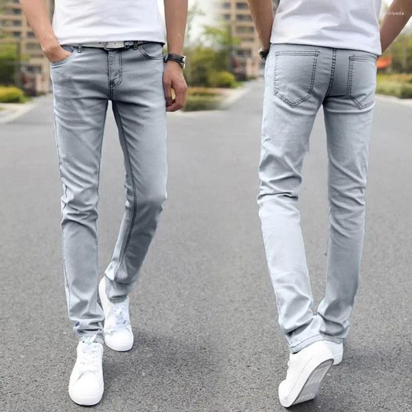 Jeans pour hommes élégant maigre longueur cheville haute élasticité jambe droite coupe ajustée crayon Denim pantalon longue habillage