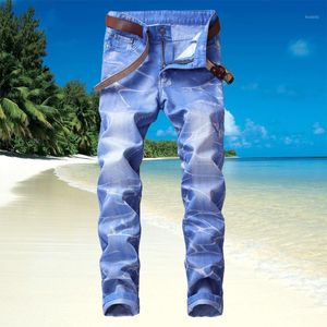 Pantalones vaqueros para hombre, elegantes, ajustados, rectos, de ajuste regular, pantalones de mezclilla lavados, talla 29 (Sky Bule)