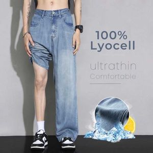 Jeans masculin d'été 100% lyocell jean confortable hommes hommes en tissu mou