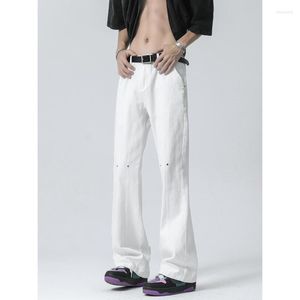 Mannen Jeans Zomer Zwart Wit Mannen Slanke Mode Casual Rechte Streetwear Koreaanse Flared Broek Heren Denim Broek M-2XL