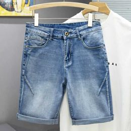 Pantalones vaqueros de verano para Hombre, Bermudas finas elásticas de marca, pantalones vaqueros de mezclilla para Hombre, Ropa suave hasta la rodilla para Hombre shortsL2404