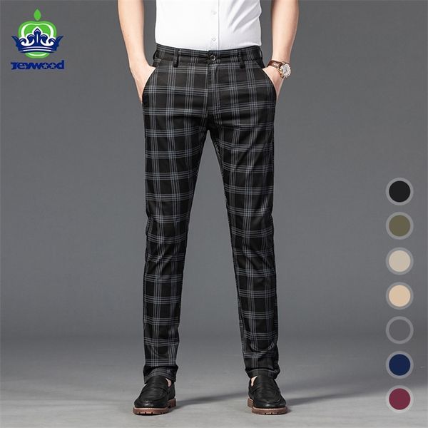 Jeans pour hommes été pantalons décontractés mode classique rayure Plaid noir couleur unie haute qualité costume formel pantalon mâle 30-38 220920