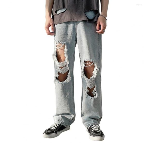 Jeans d'été pour hommes Shorts en denim Poches Fermeture à glissière Bouton Jambe droite Streetwear