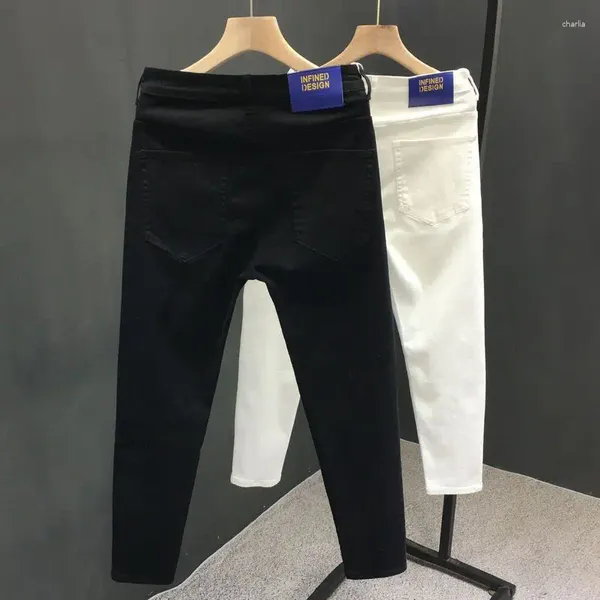 Jeans pour hommes été haute qualité mode denim blanc pour hommes mince noir décontracté printemps automne streetwear stretch pantalon maigre mâle