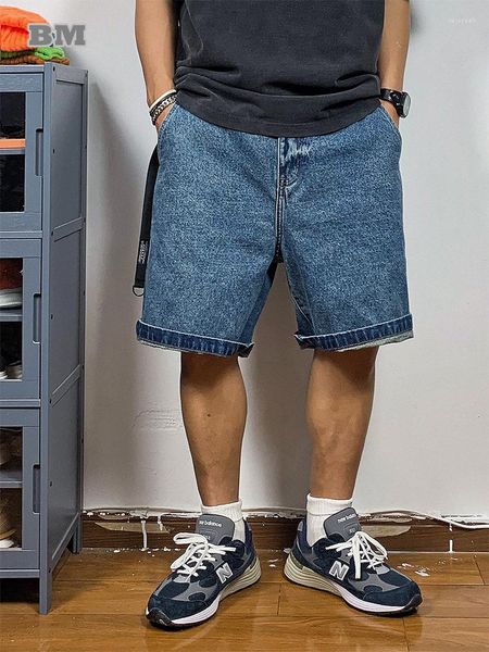 Pantalones vaqueros para hombres Verano Japonés Streetwear Pantalones cortos de mezclilla Haruku Moda Pantalones rectos de carga masculinos de alta calidad Casual Jorts Ropa de hombres