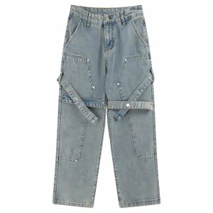 Jeans pour hommes été mode coréenne pantalon évasé homme skateboard Streetwear Vintage Y2k Designer Cargo droit neutre Denim pantalon 230309