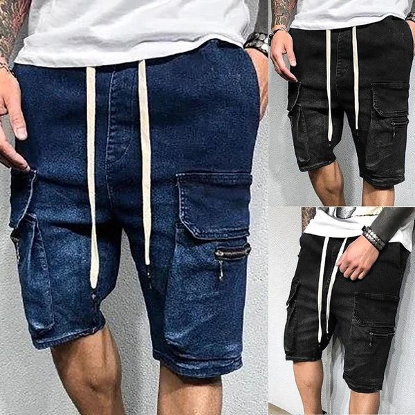 Pantalones vaqueros de verano para hombre, pantalones deportivos informales para correr, pantalones de chándal, pantalones cortos rectos hasta la rodilla de calidad