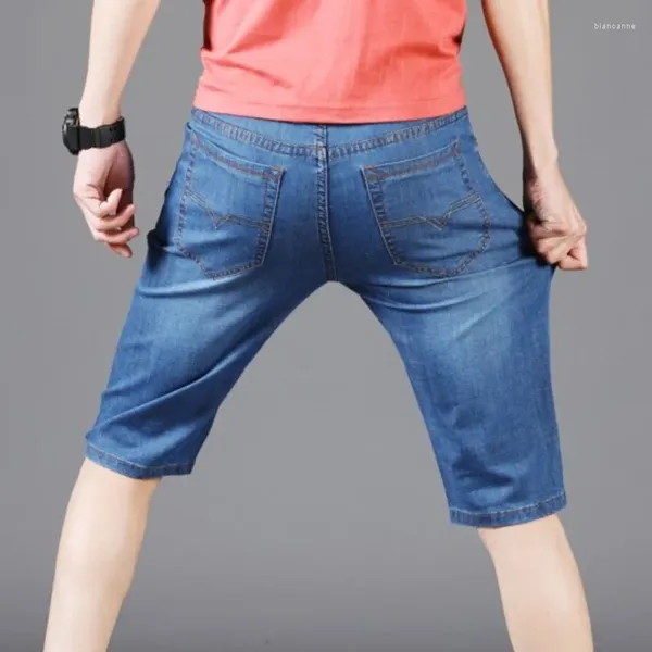 Jeans para hombres Verano Hombres Denim Corto Delgado Casual Moda Llegadas Pantalones Elásticos Rectos Pantalones Diarios