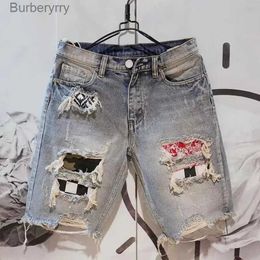 Heren jeans zomer mannen gat denim korte broek mode mode bedelaar schraap vijfdelige jeans shortsl231011