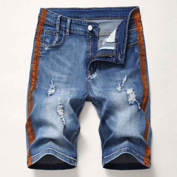 Jeans pour hommes été imprimé couleur rayures Denim Shorts mode coupe droite Stretch Style classique court marque vêtements