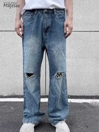 Jeans para hombres Summer S-3xl Mens ancho de pierna ancha Hip-Hop Street Clothing Corea Fashion Pareja Venta caliente Venta caliente Ropa BF con cintura alta WX