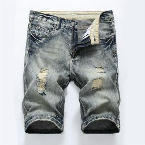 Jeans masculin shorts d'été fashion pantalon décontracté stretch mens courte en jean jean déchiré pour hommes streetwear1