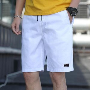 Mannen Jeans Zomer Shorts Mannen Casual Witte Effen Kleur Elastische Taille Bermuda Mannelijke 2023 Trends Broek Puur Katoen