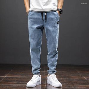 Jeans masculin Summer Slim Trawstring Japan Harajuku Streetwear Denim Harlem Joggers occasionnels sept pantalons