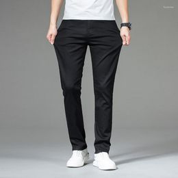 Jeans pour hommes été Slim doux Lyocell tissu élastique haut de gamme noir droit bureau décontracté BusinessTrousers grande taille hommes pantalons