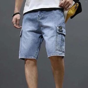 Jeans masculin Summer Color Color Denim Shorts coréens Version coréenne de la tendance pantalon moyen à cinq points Popline de cargaison
