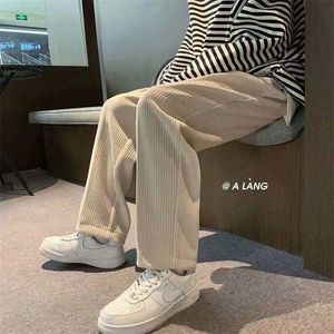 Heren jeans zomer dunne casual stropdas rechte been broek corduroy monochrome oversized warme Koreaanse straat streetwear mannen 220920