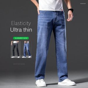Jeans masculin Summer mince libinet classique droit gris bleu commercial décontracté pantalon en denim en coton plus taille 42 44 46