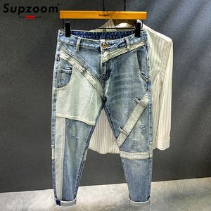 Mannen Jeans Supzoom Aankomst Top Mode Herfst Rits Gulp Stoashed Casual Patchwork Cargo Denim Zakken Katoenen Jeans Mannen 230731