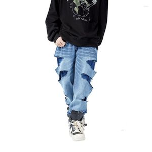 Heren jeans swag gewassen vernietigde jean pant voor mannen blauw zwart hiphop groot gebiedsgat gescheurd denim broek vrouwen stedelijk streetwear