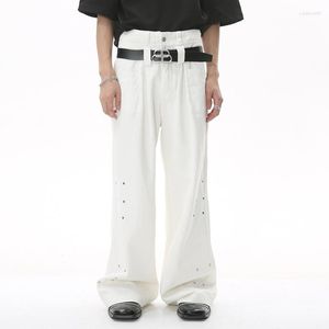 Jeans pour hommes SYUHGFA High Street Wide Leg Loose Micro Flares Casual Denim Pantalon Homme Personnalité Clothiing Trendy Rivet Design