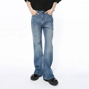 Jeans pour hommes SYUHGFA Mâle Élégant Lavé Couleur Solide Poches Baggy Denim Flare Pantalon Vintage Hommes Porter Printemps 2024