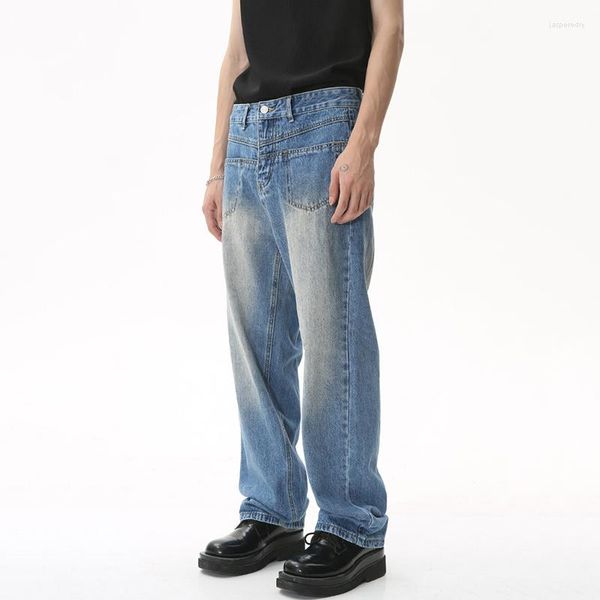 Jeans pour hommes SYUHGFA printemps été hommes Jean droit ample taille haute Tid-dye jambe large Denim pantalon 2023 Style coréen vêtements de mode
