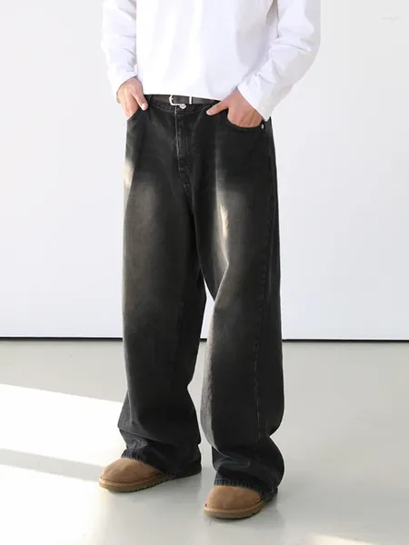 Jeans masculin Syuhgfa Lavage large des jambes larges de style coréen poches de couleur de style coréen pantalon high street 2024