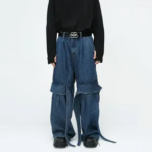 Jeans pour hommes SYUHGFA Wear Patchwork Hommes Style américain Déconstruit Design Loose Washed Denim Pantalon Automne Mode 9C2681