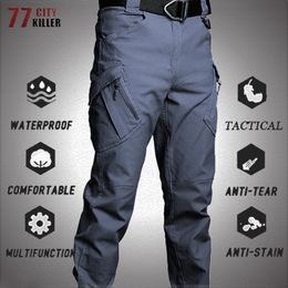 Pantalones vaqueros para hombres Pantalones tácticos Hombres Tamaño grande 6XL SWAT Combate Ejército Pantalones de trabajo Masculino Multibolsillo Militar Impermeable Resistente al desgaste Cargo Jogger 230817