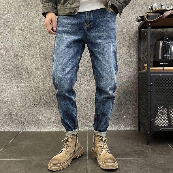 Jeans para hombre Tapered Slim Fit Moda coreana Hombre Pantalones de vaquero Sueltos Elástico Clásico Alta calidad Tight Pipe Soft Hip Hop Pantalones