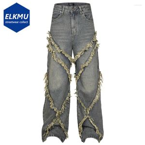 Jeans masculin Patchwork Patchwork vintage Men Streetwear Hip Hop Pantalons baggy Black Blue Retro Retro Loose Denim Pants Y2K