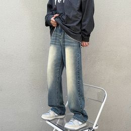 Männer Jeans TFETTERS Marke Hosen S Koreanische Mode Retro Lose Breite Bein Lässig Gerade Mid Hosen 230509