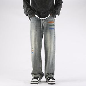 Pantalones vaqueros para hombre TFETTERS marca Streetwear hombres 2023 primavera medio suelto Casual pareja pantalones algodón recto ropa de pierna ancha