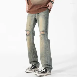 Jeans pour hommes TFETTERS Été 2023 Rétro Hommes Ripped American Mid Rise Baggy Jambe droite Punk Tendance Esthétique Streetwear 5XL