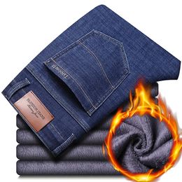 Jeans para hombres Invierno térmico Nieve Cálido Felpa Estiramiento Espesar Fleece Denim Pantalones largos Papá Casual Bussiness Pantalones holgados 231129