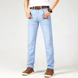 Jeans para hombres Thin 2023 Estilo de verano Business Casual Slim Fit Elástico Classic Pantalones Sky Blue Pantalones Hombre Tamaño 40