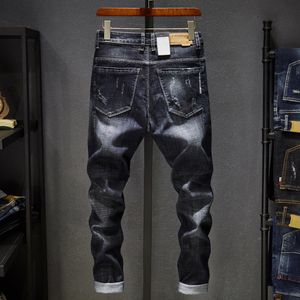 Jeans para hombre Top Fashion Jeans para hombre Marca Robin Hip Hop primavera Otoño Ripped para hombres Algodón sólido Longitud total Mediados de color negro Oferta 230313