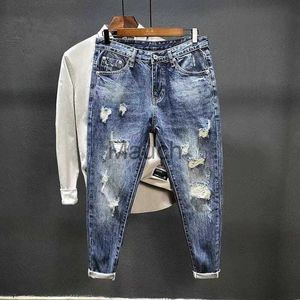 Jeans masculin pantalon cowboy pour hommes déchirés avec des trous brisés déchirés pantalons graphiques ahetics ahétique harajuku classique buggy xs jeans pour hommes j230814