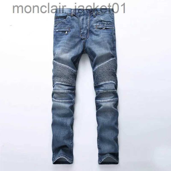 Jeans pour hommes Trade Classic Retro Jeans Hommes Droit Slim Zipper Décoration Light Fold Skinny Denim Pantalon Mode Stretch Hip Hop Jogger Jeans J231006