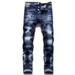 Jeans para hombres Tendencia Moda Ripped Nightclub Society Jóvenes mendigos Pies pequeños Estudiantes universitarios y pantalones