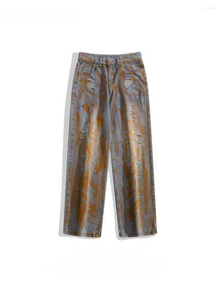 Jeans para hombres Marca de moda Europea American Tie-Dye Ripped High Street Personalidad Hip-Hop Guapo Casual All-Match Denim Pantalones