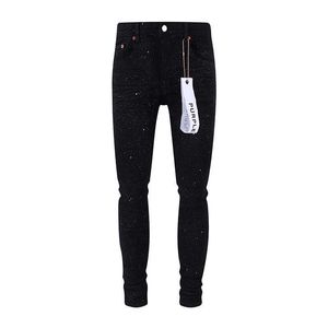 Jeans pour hommes Marque tendance PUR automne nouveau noir couleur unie point d'éclaboussure jean polyvalent pour hommes élastique minceur et coupe ajustée