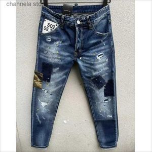 Jeans pour hommes à la mode décontracté trou peint par pulvérisation jean hommes mode haute rue Denim tissu pantalon 100 # T240227