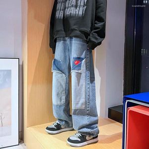 Jeans masculin tendance à la rue cool et belle jambe droite lâche pantalon décontracté de style coréen polyvalent