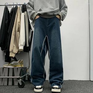 Jeans pour hommes Hommes à la mode au printemps Automne Américain Hiphop Design Pantalon Lâche Drapey Large Jambe Longueur Esthétique Rafraîchissant Chic