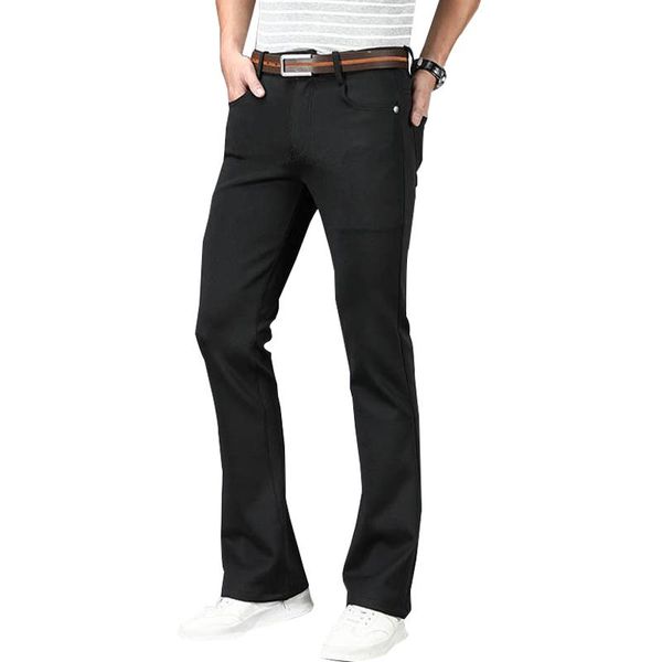 Pantalon en jean noir pour hommes, pantalon évasé décontracté, Slim, coréen, jambes larges, 2021